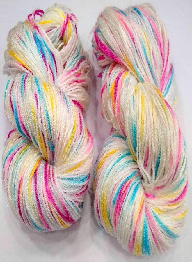 Oswal Knitting Yarn Wool Multi White Blue Pink Yellow 400gm. Woolen Crochet Yarn Thread. Wool Yarn for Knitting. Woolen Thread.